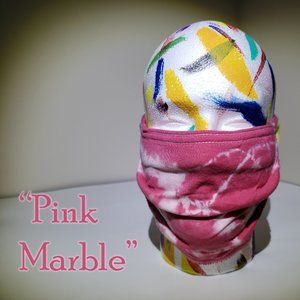 Hand-dyed 100% Cotton Pleated Face Covering - “Pink Marble”